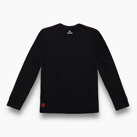 Black long-sleeve shirt on a white background