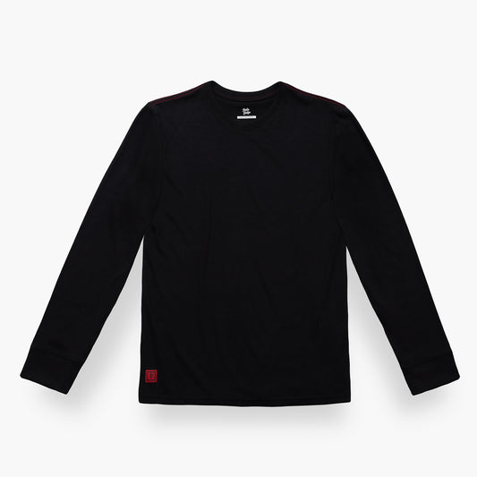 Black long-sleeve shirt on a white background