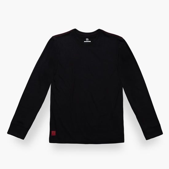 Black long-sleeve shirt on a white background