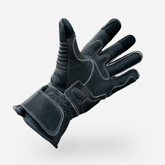 Men's Motorcycle Gloves Cold Weather Protective Motorbike Leather Glove  Black Medium 